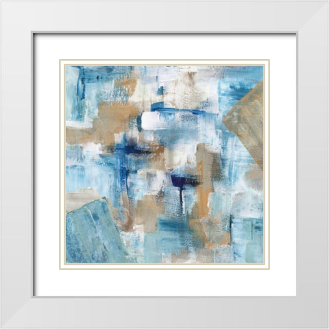 Teal Infusion White Modern Wood Framed Art Print with Double Matting by Chang, Stella