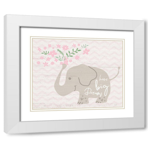 Floral Elephant White Modern Wood Framed Art Print with Double Matting by Carpentieri, Natalie