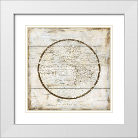 Western Hemispheres White Modern Wood Framed Art Print with Double Matting by Robinson, Carol