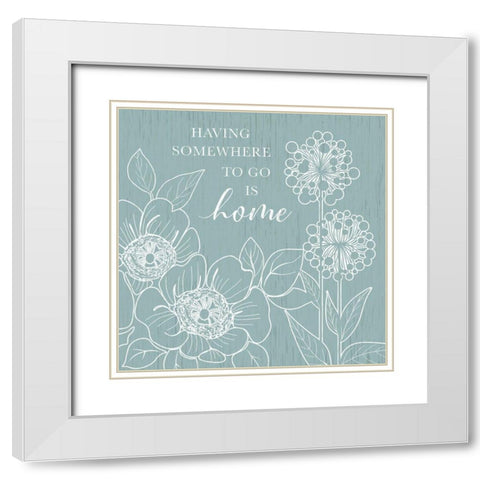 Home Floral  Sketch White Modern Wood Framed Art Print with Double Matting by Knutsen, Conrad