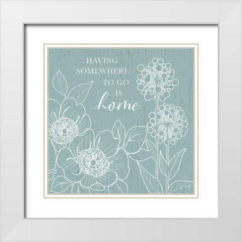 Home Floral  Sketch White Modern Wood Framed Art Print with Double Matting by Knutsen, Conrad