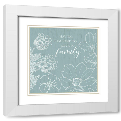Family Floral Sketch White Modern Wood Framed Art Print with Double Matting by Knutsen, Conrad
