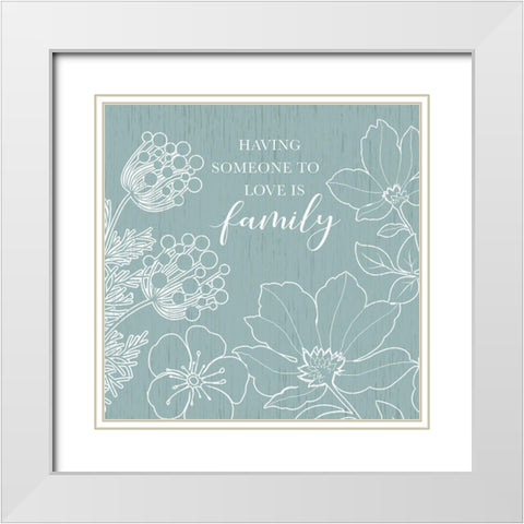 Family Floral Sketch White Modern Wood Framed Art Print with Double Matting by Knutsen, Conrad