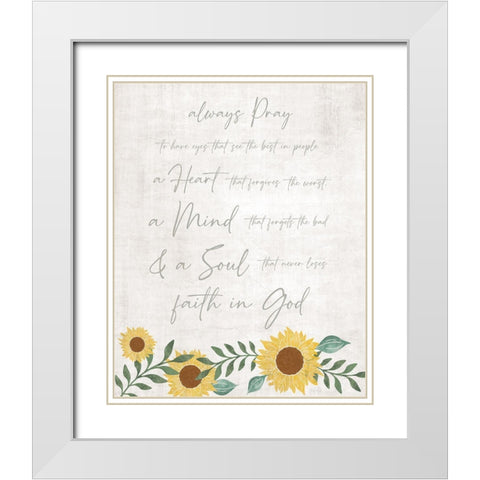 Always Pray White Modern Wood Framed Art Print with Double Matting by Carpentieri, Natalie
