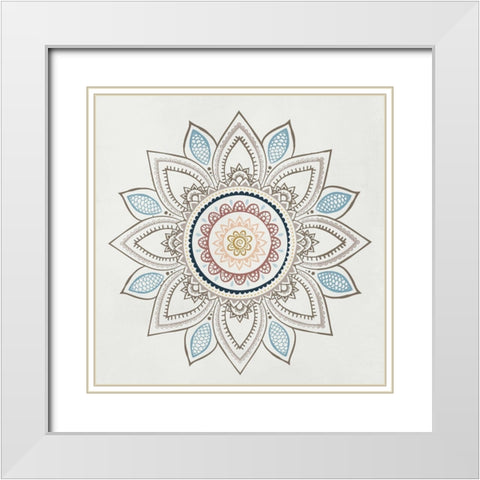 Soft Mandala Burst I White Modern Wood Framed Art Print with Double Matting by Knutsen, Conrad