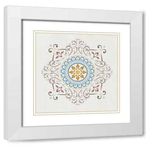 Soft Mandala Burst II White Modern Wood Framed Art Print with Double Matting by Knutsen, Conrad