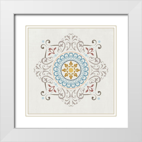 Soft Mandala Burst II White Modern Wood Framed Art Print with Double Matting by Knutsen, Conrad