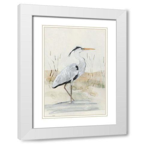 Heron I White Modern Wood Framed Art Print with Double Matting by Swatland, Sally