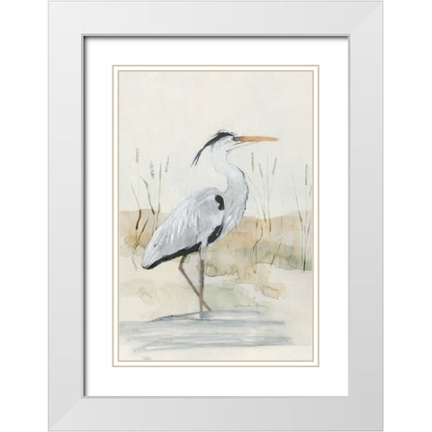 Heron I White Modern Wood Framed Art Print with Double Matting by Swatland, Sally