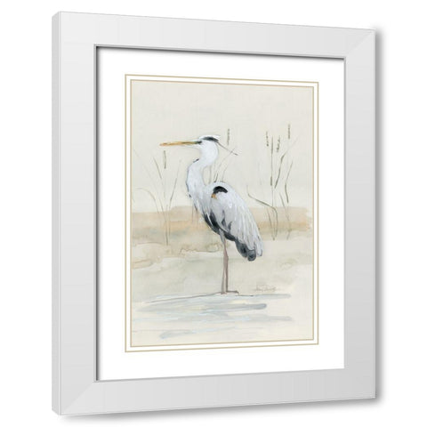 Heron II White Modern Wood Framed Art Print with Double Matting by Swatland, Sally