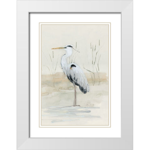 Heron II White Modern Wood Framed Art Print with Double Matting by Swatland, Sally