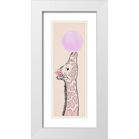 Bubblegum Giraffe I White Modern Wood Framed Art Print with Double Matting by Santiago, Daniela