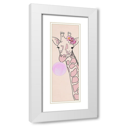 Bubblegum Giraffe II White Modern Wood Framed Art Print with Double Matting by Santiago, Daniela