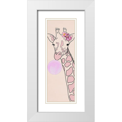 Bubblegum Giraffe II White Modern Wood Framed Art Print with Double Matting by Santiago, Daniela