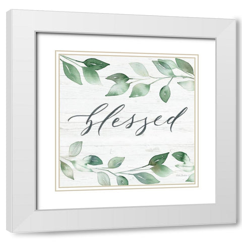Blessed Greenery White Modern Wood Framed Art Print with Double Matting by Brockmon, Kristen