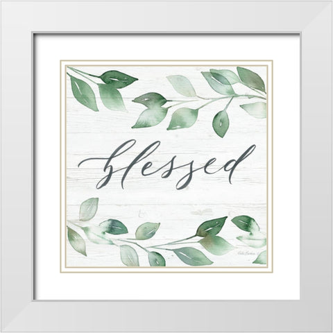 Blessed Greenery White Modern Wood Framed Art Print with Double Matting by Brockmon, Kristen