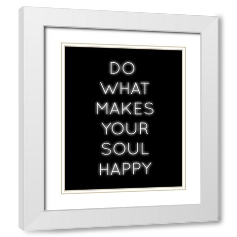 Soul Happy White Modern Wood Framed Art Print with Double Matting by CAD Designs
