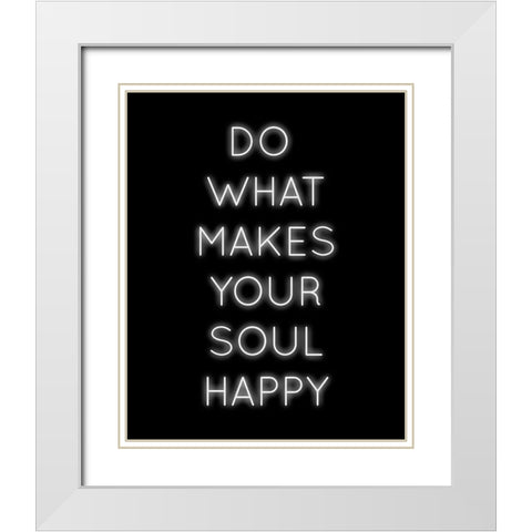 Soul Happy White Modern Wood Framed Art Print with Double Matting by CAD Designs