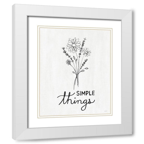 Simple Things Sketch White Modern Wood Framed Art Print with Double Matting by Carpentieri, Natalie