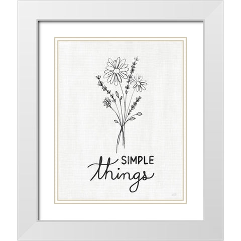 Simple Things Sketch White Modern Wood Framed Art Print with Double Matting by Carpentieri, Natalie