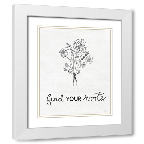 Find Your Roots Sketch White Modern Wood Framed Art Print with Double Matting by Carpentieri, Natalie