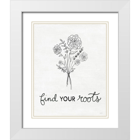 Find Your Roots Sketch White Modern Wood Framed Art Print with Double Matting by Carpentieri, Natalie
