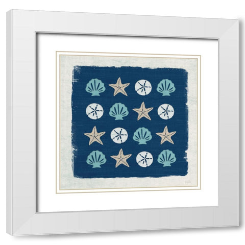 Shell Chart White Modern Wood Framed Art Print with Double Matting by Carpentieri, Natalie