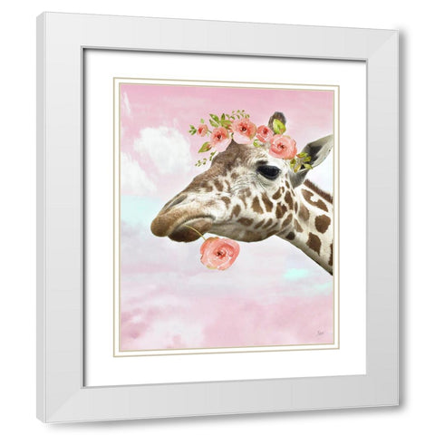 Floral Fun II White Modern Wood Framed Art Print with Double Matting by Nan