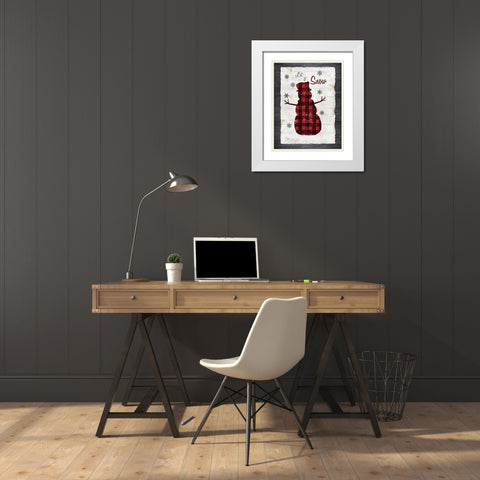 Checkered Snowman I White Modern Wood Framed Art Print with Double Matting by Nan