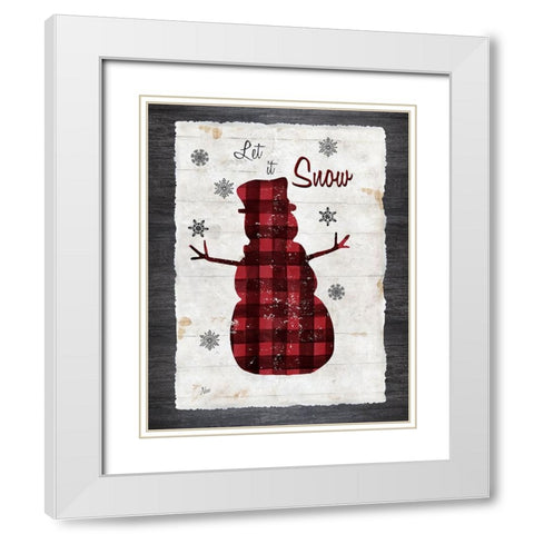 Checkered Snowman I White Modern Wood Framed Art Print with Double Matting by Nan