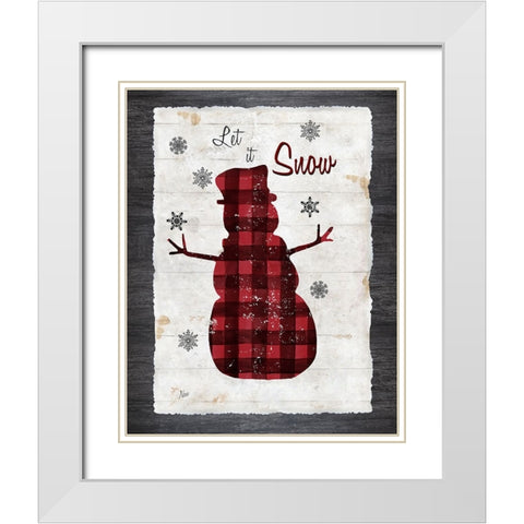 Checkered Snowman I White Modern Wood Framed Art Print with Double Matting by Nan