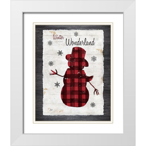 Checkered Snowman II White Modern Wood Framed Art Print with Double Matting by Nan