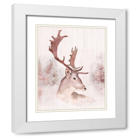 Blush Deer White Modern Wood Framed Art Print with Double Matting by Swatland, Katie