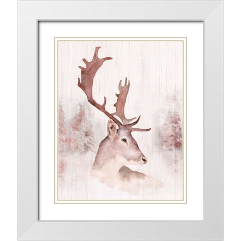 Blush Deer White Modern Wood Framed Art Print with Double Matting by Swatland, Katie