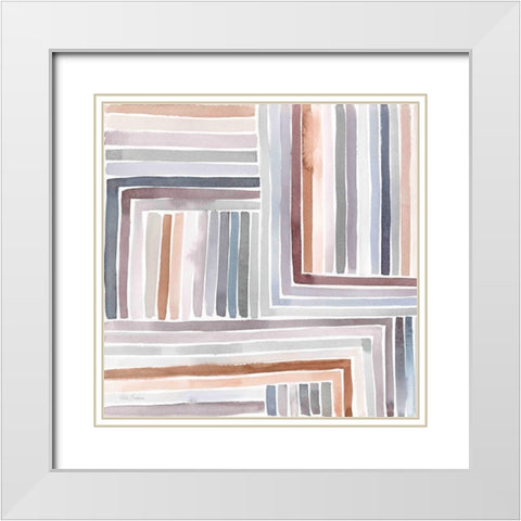Abstract Line I White Modern Wood Framed Art Print with Double Matting by Brockmon, Kristen