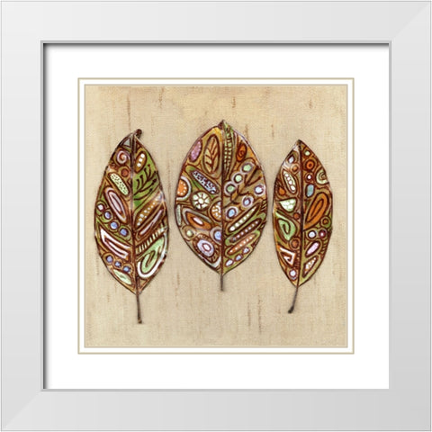 Bohemian Leaf Trio I White Modern Wood Framed Art Print with Double Matting by Pattinian, Merri