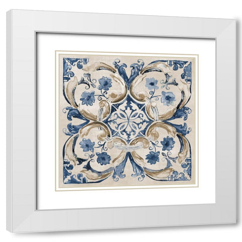 Moroccan Tile I White Modern Wood Framed Art Print with Double Matting by Nan