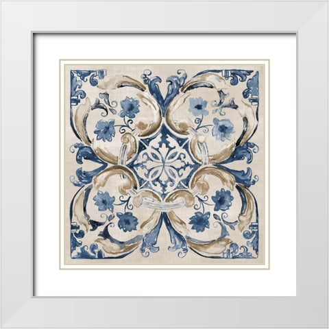 Moroccan Tile I White Modern Wood Framed Art Print with Double Matting by Nan