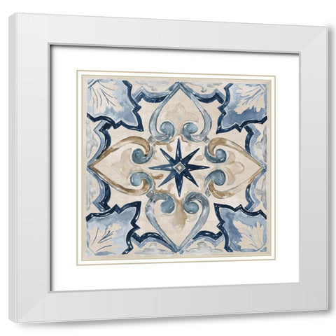 Moroccan Tile II White Modern Wood Framed Art Print with Double Matting by Nan