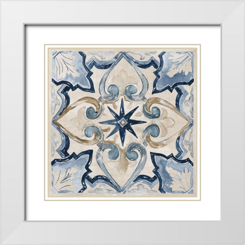 Moroccan Tile II White Modern Wood Framed Art Print with Double Matting by Nan