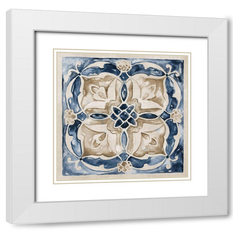 Moroccan Tile III White Modern Wood Framed Art Print with Double Matting by Nan