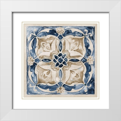 Moroccan Tile III White Modern Wood Framed Art Print with Double Matting by Nan