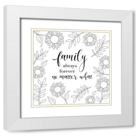 Family Always Forever White Modern Wood Framed Art Print with Double Matting by Carpentieri, Natalie