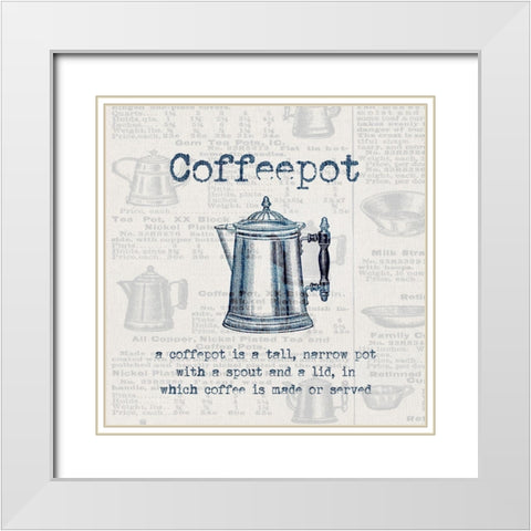 Coffeepot White Modern Wood Framed Art Print with Double Matting by Jill, Susan