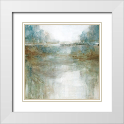 Lights Echo I White Modern Wood Framed Art Print with Double Matting by Robinson, Carol
