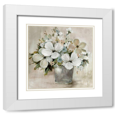 Morning Floral Light White Modern Wood Framed Art Print with Double Matting by Robinson, Carol