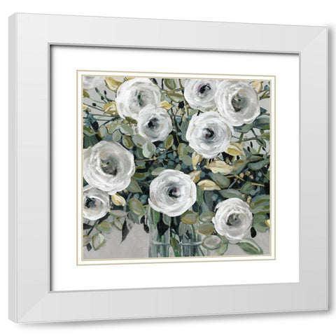 White Rose Parade White Modern Wood Framed Art Print with Double Matting by Robinson, Carol