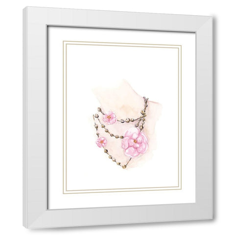 Bead Floral Necklace White Modern Wood Framed Art Print with Double Matting by Chang, Stella
