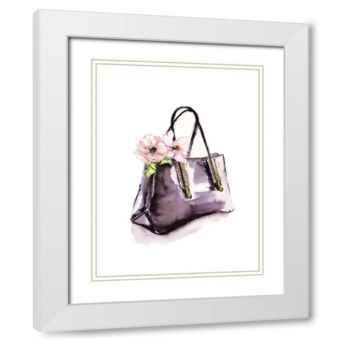 Handbag With Flower White Modern Wood Framed Art Print with Double Matting by Chang, Stella