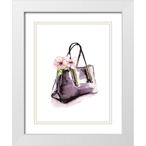 Handbag With Flower White Modern Wood Framed Art Print with Double Matting by Chang, Stella